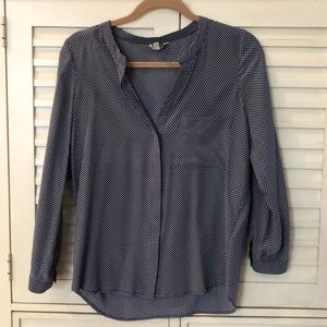 Joie blue and white silk blouse